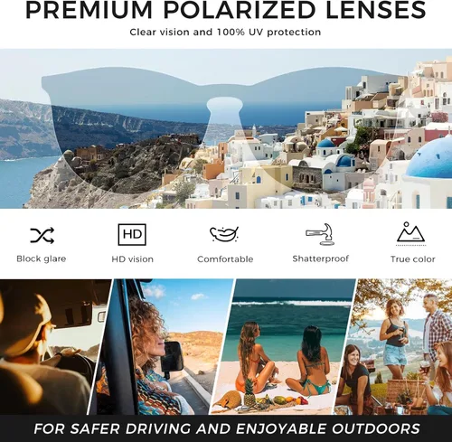 Vista 4 de SUNGAIT Gafas de sol redondas vintage prémium para mujeres y hombres Gradiente ámbar/marrón