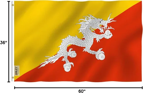 Vista 7 de ANLEY Fly Breeze - Bandera de Bután de 3 x 5 pies, color vivo y a prueba de decoloración, cabecera de lona y doble costura, banderas de poliéster