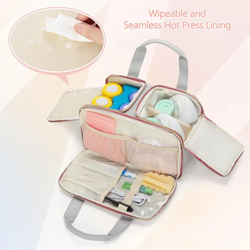 Vista 4 de Damero Bolsa de extractor de leche portátil con divisor desmontable, solo bolsa Wearable Pump Bag Compatible with Elvie, Willow, Momcozy, Most