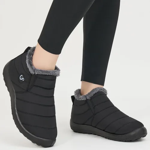 Vista 4 de Botas de nieve de invierno para mujer, impermeables, con forro de piel, cómodas, botas de exterior cálidas, antideslizantes, para invierno