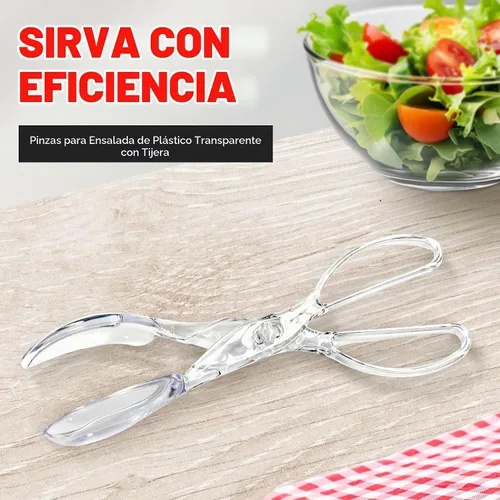 Vista 2 de Chef Craft Pinzas de tijera de ensalada premium, 11.25 pulgadas, transparentes