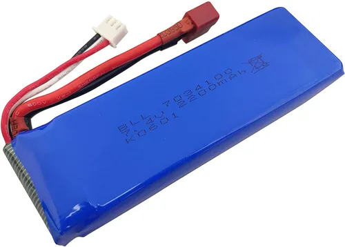 Vista 5 de Batería de litio de 2 piezas de 7.4 V 2200 mAh con cargador 2 en 1 para WLtoys K949 10428 10428-A L202 RC control remoto de alta velocidad