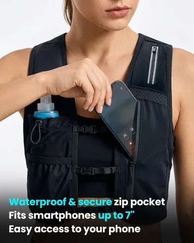 Vista 2 de Zelvot Chaleco para correr para mujeres y hombres, chaleco de hidratación Negro