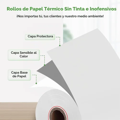Vista 4 de MUNBYN 2 1/4" x 50' Papel Térmico para Recibos (5 Rollos), Papel de Recibo de 58mm Libre de BPA Se Adapta a Todas las Mini Impresoras Térmicas POS