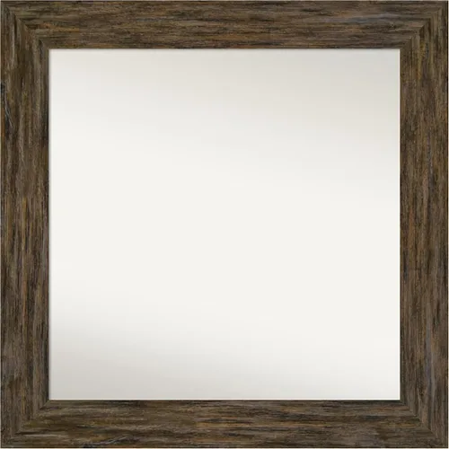 Vista 64 de Amanti Art Espejo personalizado, espejo de baño marrón Fencepost, espejo de pared o espejo de tocador de baño sobre el fregadero (27 x 27 pulgadas)