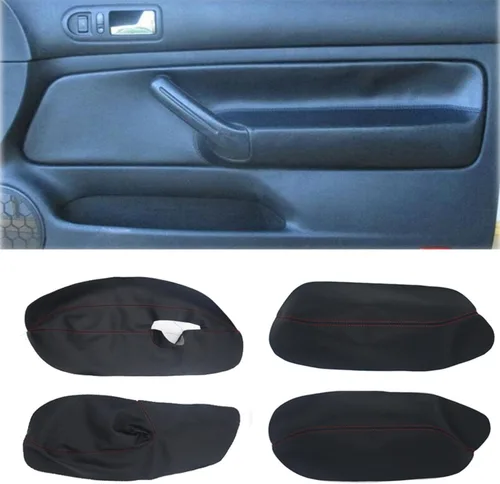 Vista 2 de 4 piezas de cuero de microfibra para el interior del panel de la puerta del automóvil, para VW Golf 4 MK4 Bora Jetta 1999-2005 solo 3 puertas Beige