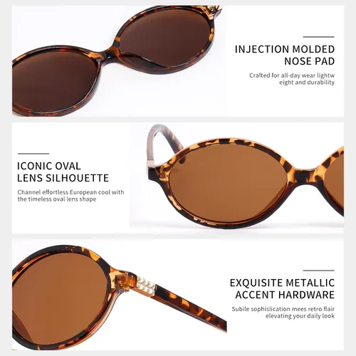 Vista 5 de Gafas de sol ovaladas retro para mujer, gafas de sol vintage ojo de gato para caras pequeñas Y2K Trending