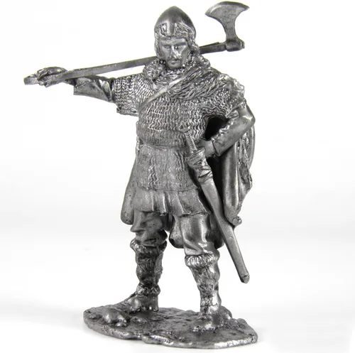 Vista 6 de Jarl escandinavo vikingo, norte, escultura de metal de los siglos 9-10. Colección 2.126 in (escala 1/32) figurita miniatura. soldados de juguete
