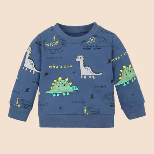 Vista 7 de DISAUR Ropa para niño pequeño, ropa para bebé, otoño e invierno, sudadera con capucha impresa con letras y pantalones largos, Blue2