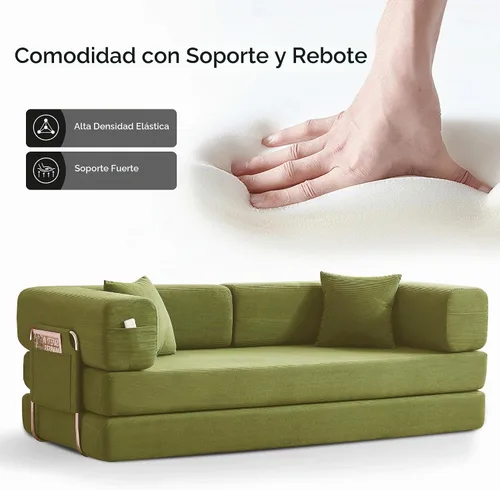 Vista 6 de Sofá cama convertible de 79 pulgadas con almohadas, sofá cama plegable de pana con marco de forma fija, sofá deshuesado para sala de estar