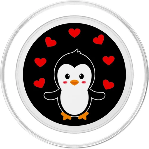 Vista 2 de Emperor Pingüino Corazón Rojo Antártida Regalo de Invierno Blanco PopSockets MagSafe PopGrip para iPhone