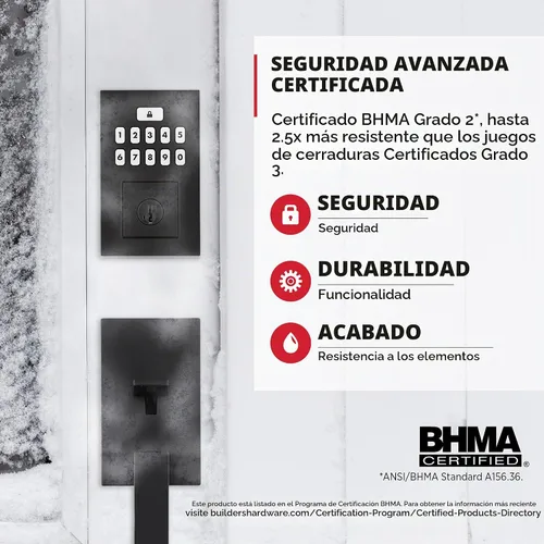 Vista 4 de Kwikset SmartCode 260 - Cerradura de puerta con teclado electrónico sin llave con entrada automática, códigos de usuario personalizados, seguridad