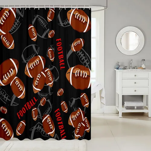 Vista 77 de Decorative White Baseball Shower Curtain Waterproof Polyester Fabric,Red Baseball Bat Bath Curtain Home Bathroom Decor Hanging Curtain with Hooks 72