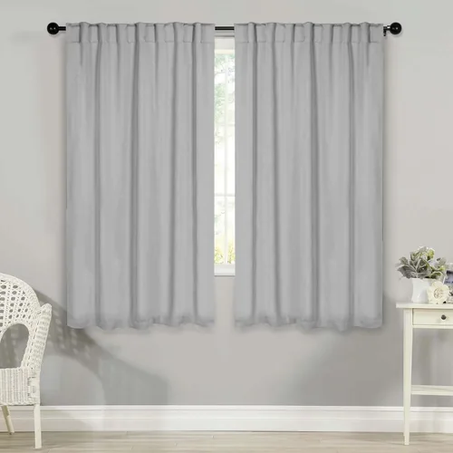 Vista 26 de BLUENILEMILLS Paneles de cortinas opacas para oscurecer la habitación con bolsillo para barra/pestañas traseras, cortinas perfectas para ventanas