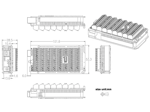 Vista 7 de Módulo de Escudo Breakout con Bloque de Terminales de Tornillo para Arduino MEGA-2560 R3
