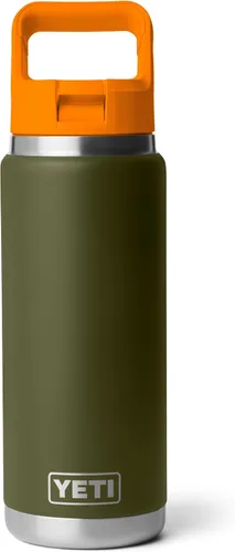 Vista 35 de YETI Rambler Botella de 26 onzas, aislada al vacío, de acero inoxidable, con tapa de popote a juego Rojo rescate