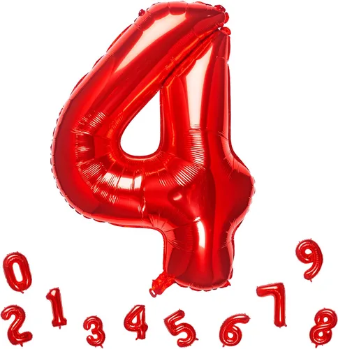 Vista 15 de Globos rojos de 32 pulgadas con el número 3 de aluminio, suministros de decoración de fiesta de cumpleaños (globo rojo del número 3)