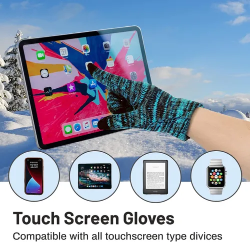 Vista 4 de Honnesserry Conjunto de bufanda y guantes para pantalla táctil para mujer, gorro de calavera, bufandas de cuello con forro polar