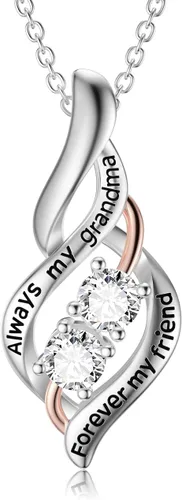 Vista 18 de Joyería de plata esterlina 925 para mujer, collar con pendiente de flor y corazón de cristal, para cumpleaños, regalos para mamá, abuela, esposa 01