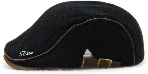 Vista 3 de MOTINE Men's Knitted Wool Driving Duckbill Hat Warm Newsboy Flat Scally Cap