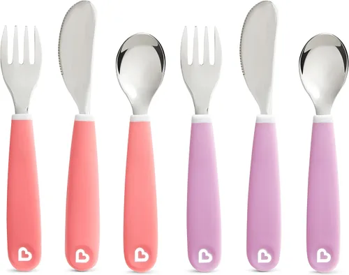 Vista 5 de Munchkin® Splash™ - Juego de utensilios de tenedor, cuchillo y cuchara para niños pequeños, paquete de 6, azul/verde