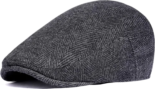 Vista 6 de BABEYOND Gorra plana para hombre, sombreros de taxi de tweed de espiga para hombre, sombreros de conducción irlandesa de los años 20, sombrero
