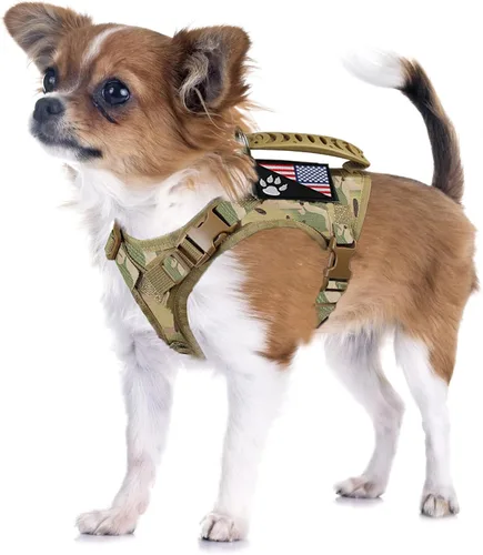 Vista 10 de Arnés táctico para perro, chaleco táctico para cachorros, con mango de goma, K9, ajustable y militar, chaleco para mascotas, arnés