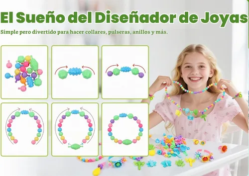 Vista 4 de BIRANCO. Juego de cuentas de lujo con más de 350 cuentas pop que incluye mariposa, abeja, libélula con alas transparentes y kit de fabricación