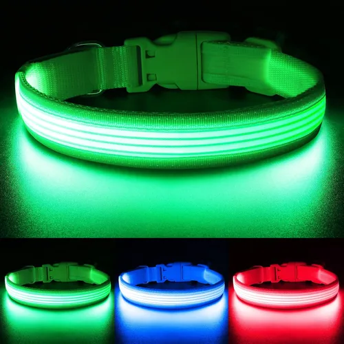 Vista 18 de YFbrite Collar LED para perro XS, ligero collar para gato, cómodo collar de cachorro iluminado, recargable por USB, luz de seguridad ajustable