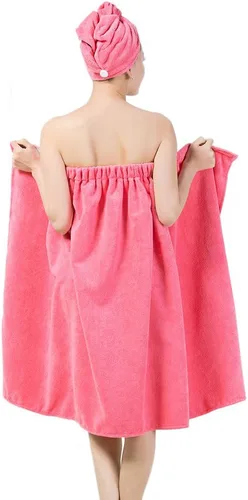Vista 2 de FakeFace Toalla de baño de microfibra absorbente para mujer, envoltura para el cuerpo, bata de spa, para secar el cabello, gorro, playa, piscina