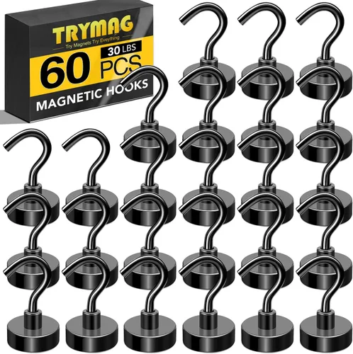 Vista 23 de TRYMAG Ganchos magnéticos para cabinas de cruceros, 30 libras +, paquete de Negro