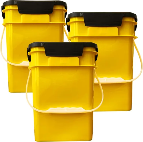 Vista 9 de House Naturals Cubo cuadrado de grado alimenticio de 4 galones con asas de plástico y tapa (paquete de 3) recipientes fabricados en Estados Unidos