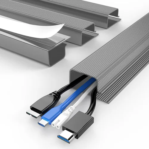 Vista 20 de Delamu Paquete de 2 organizadores de cables debajo del escritorio, organización de cables ordenada segura debajo de los escritorios para oficina