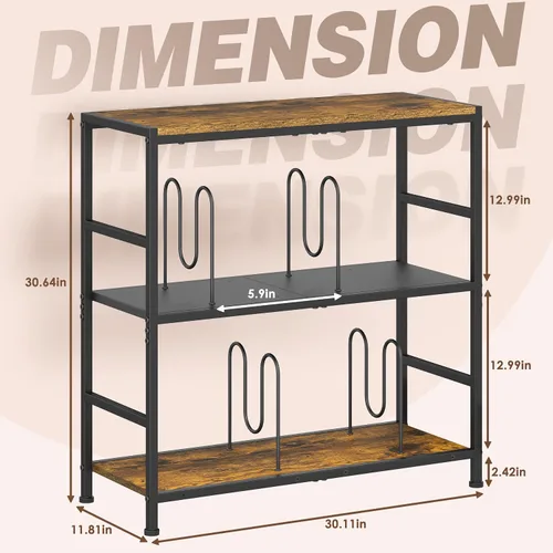 Vista 5 de Sonyabecca Soporte para tocadiscos con 4 divisores ajustables, almacenamiento de discos de vinilo hasta 350 álbumes, soporte de almacenamiento
