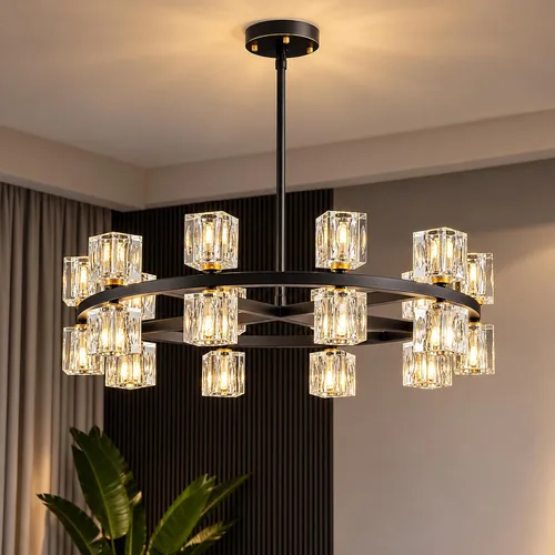 Vista 16 de Modern Ceiling Light Fixture with 13-Lights,Gold Semi Flush Mount Ceiling Light,Crystal Sputnik Chandeleirs,Modern Ceiling Lights for Living
