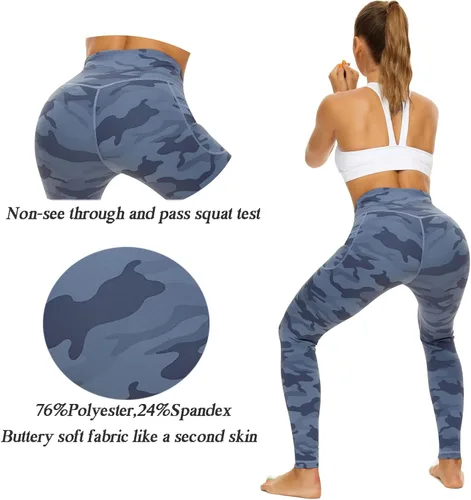 Vista 5 de iniber Pantalones de yoga de cintura alta con bolsillos para mujer, elásticos en 4 direcciones, suaves, para correr, entrenamiento, pantalones