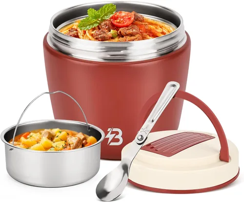 Vista 9 de Termo para comida caliente para adultos, termo de sopa de boca ancha de 40 onzas con cuchara, color negro