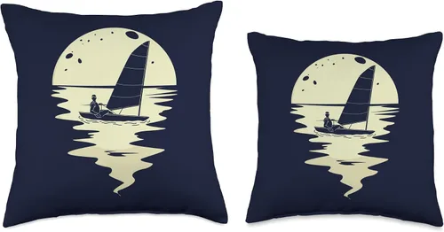 Vista 3 de Sailing evening Yachting Sailboat Sailing Sailboat Sailor Throw Pillow