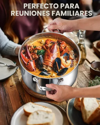 Vista 6 de Cooks Standard Olla para Caldo de Acero Inoxidable Multi-Capa, Olla Holandesa de 7 Cuartos para Cocinar Pasta y Enlatado con Tapa, Olla Profunda