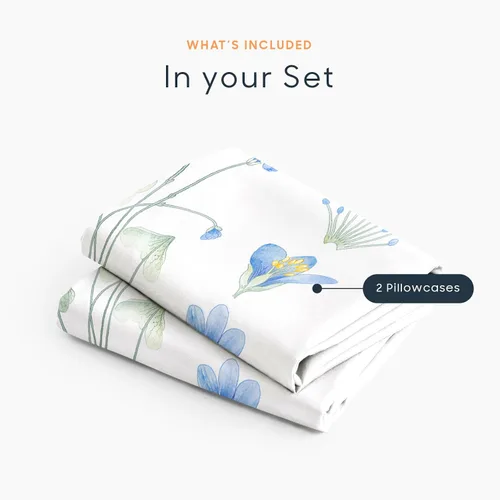 Vista 4 de Wake In Cloud - Floral Pillow Cases, 100% Cotton Fabric, Flower Cottagecore Botanical Cute Pattern Printed, Set of 2 Pillowcases Pillow Shams