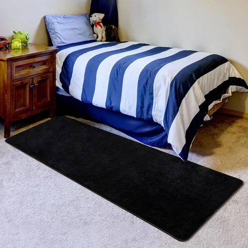 Vista 6 de Przemy Alfombras negras lavables para dormitorio, sala de estar, alfombra de pasillo de 2 x 6 pies, alfombra de interior de espuma viscoelástica