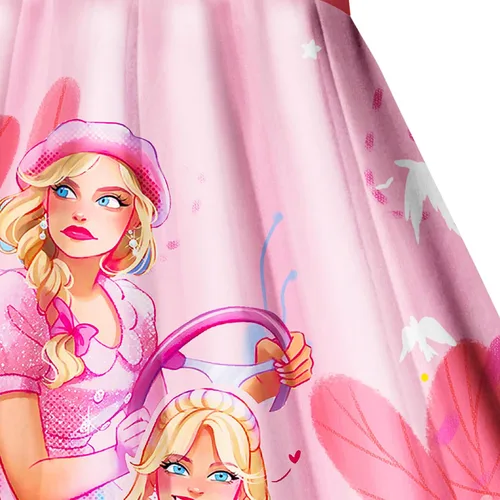 Vista 6 de WEYCIP Vestido para niñas pequeñas, lindo vestido de película con mangas con vuelo, vestido casual para jugar en casa, regalo de fiesta de cumpleaños