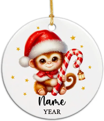 Vista 19 de Adornos de Navidad personalizados de vaca para niños, adornos personalizados de la primera Navidad del bebé de vaca para recién nacido, adorno