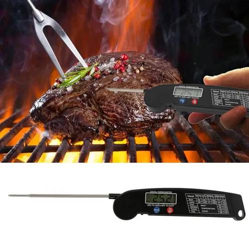 Vista 3 de Termómetro digital para carne, termómetro digital de alimentos con pantalla de retroiluminación encendido y apagado automático, termómetro