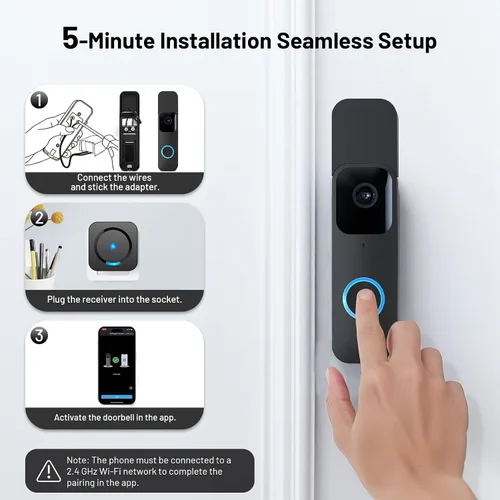 Vista 3 de Extensor de timbre de puerta inalámbrico para Blink - Compatible con Blink Doorbell (Gen 1), 1 extensor de timbre de video y 2 receptores
