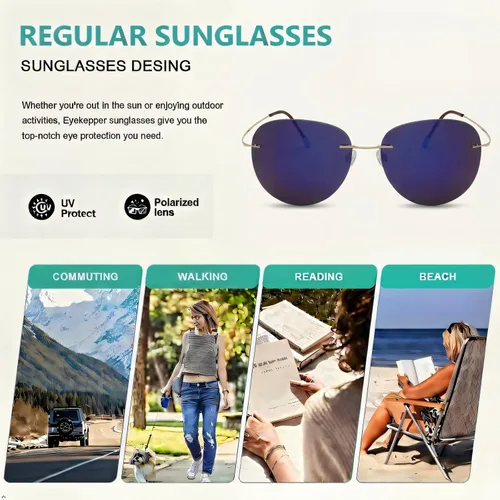 Vista 6 de Eyekepper Gafas de sol polarizadas con montura de titanio sin montura