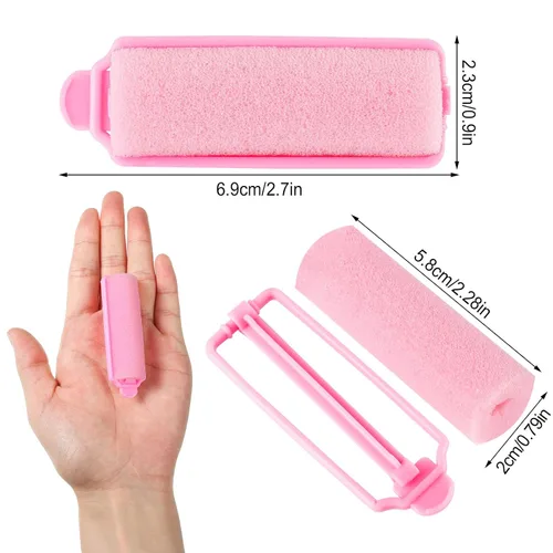 Vista 9 de 12 rodillos de esponja de espuma de 2.4 pulgadas, rizadores de pelo para dormir, rizador sin calor, peinados de Mardi Gras, color rosa