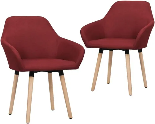 Vista 5 de Modern Dining Chairs for Dining Room, Brown Fabric Upholstered Kitchen Chairs, Solid Wood Legs, Easy Assembly