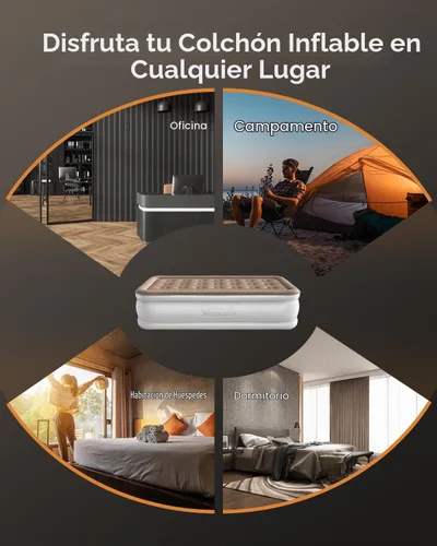 Vista 9 de NatraCalm Colchón de Aire Gemelo con Bomba Incorporada Elevado, Colchón Inflable para Huéspedes Casa Camping, Colchón Inflable Tamaño Gemelo en 2