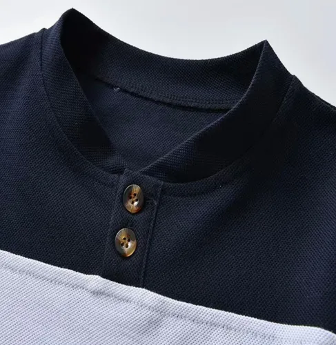 Vista 5 de Sudadera ligera de cuello redondo para niños de 3 tonos azul marino, blanco, amarillo mostaza 5-6 años, Azul marino, blanco y amarillo mostaza